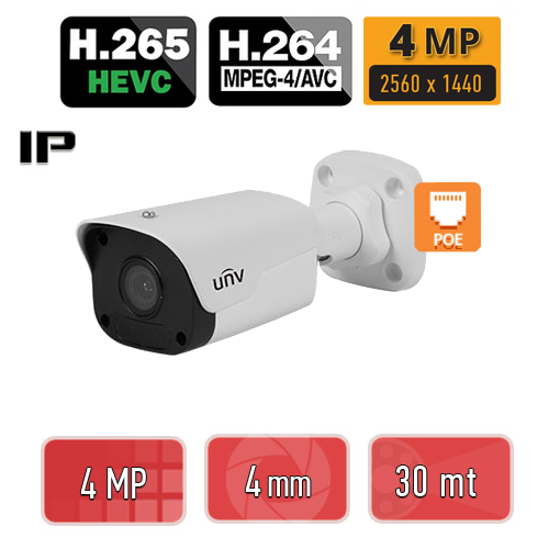 UNV-IPC2124LR3-PF40 Ultra H.265 4MP Mini Fixed Bullet Kamera